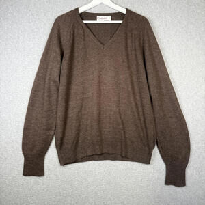 Vintage 80s Cashmist by Puritan Men's Size Medium Brown Wool V Neck Sweater